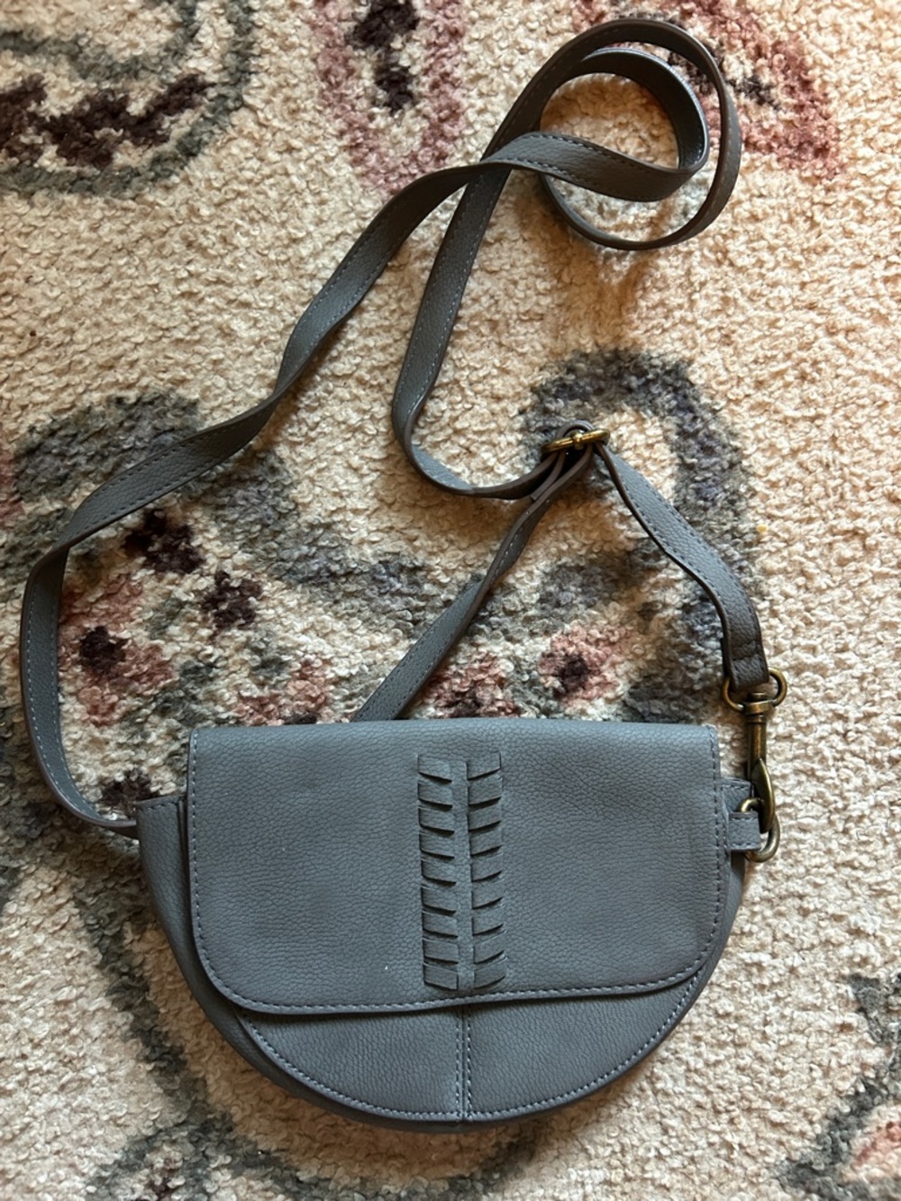 NWT Sonoma Gray Crossbody or Belt Faux Leather Half-Moon Bag